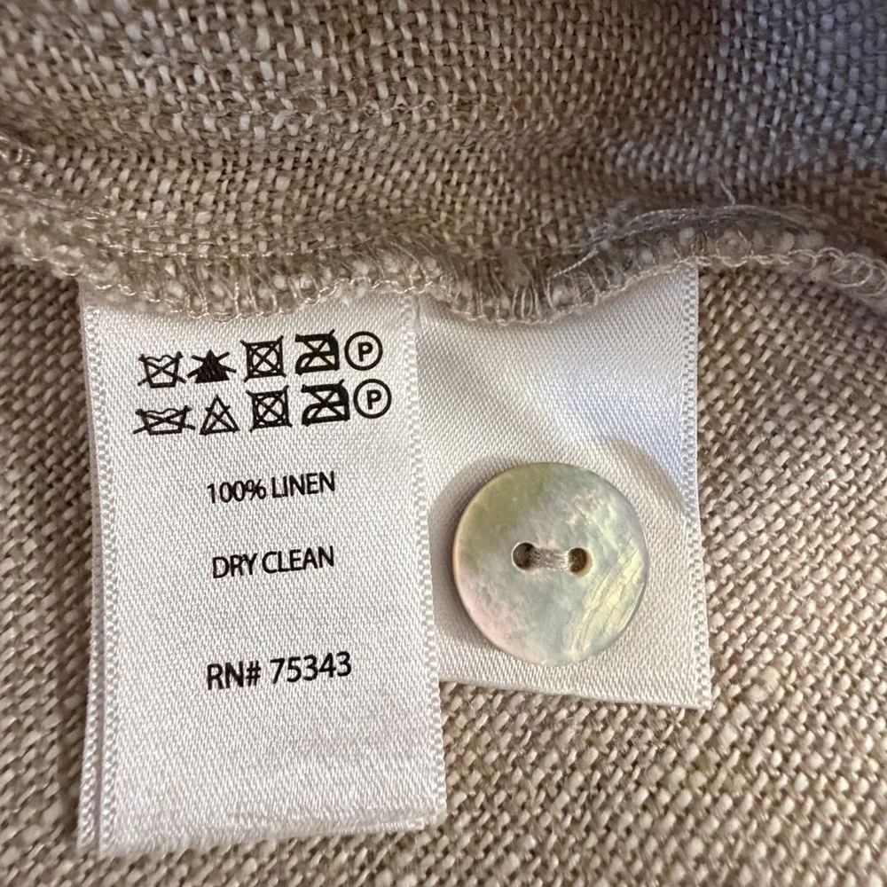 NWOT - Tahari Tan Linen Button Down Midi Dress/Duster - Picture 6 of 10